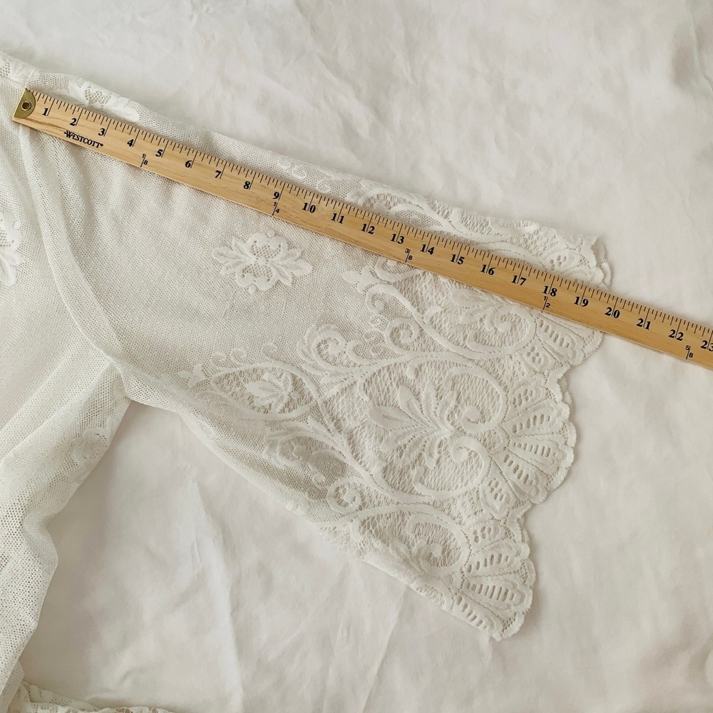 me and u Lace Mesh Embroidered Kimono Boho Open Front Duster Fairy Prairie / 2X - Picture 14 of 15